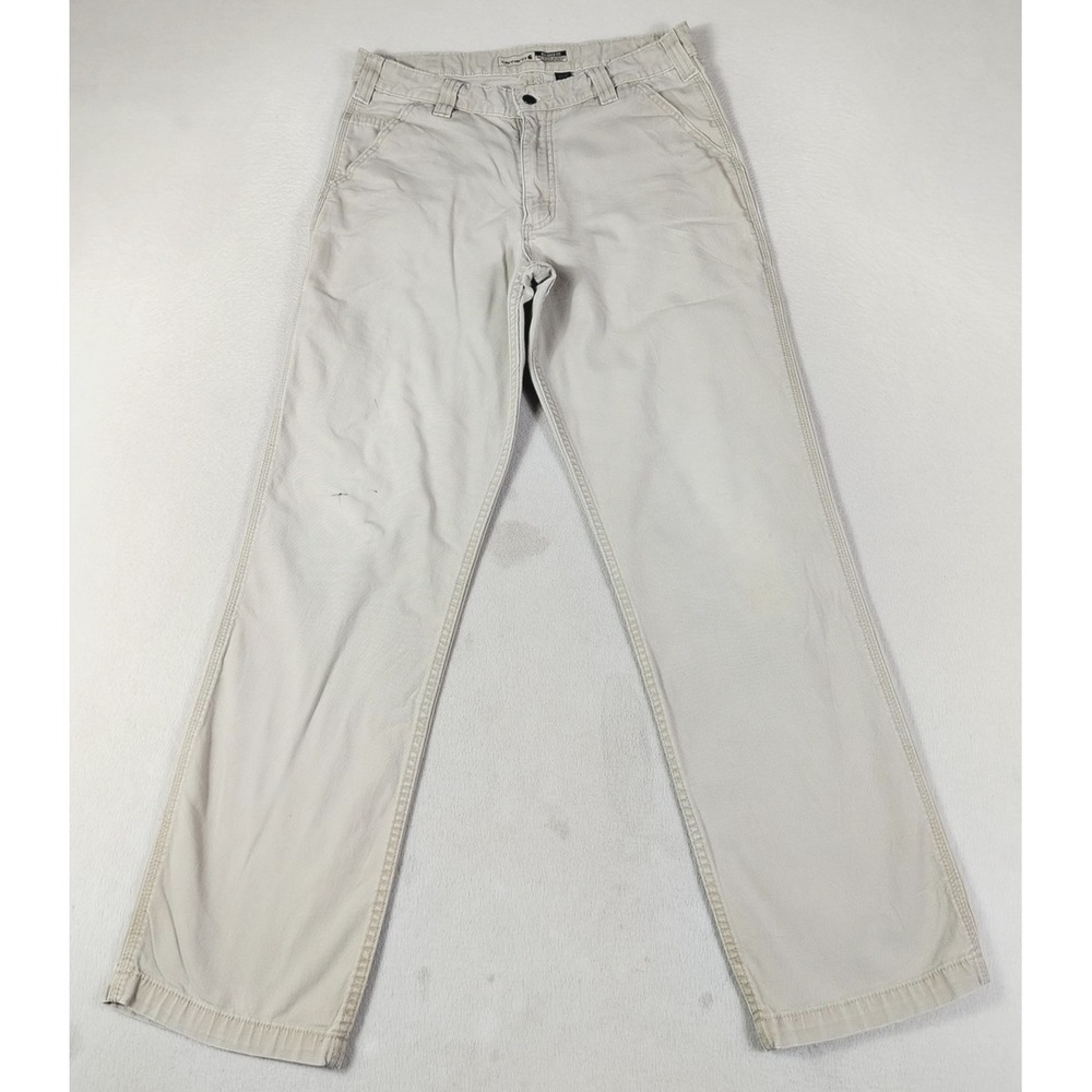 Carhartt Rugged Flex Carpenter Pants Mens 32 Beige Canvas Workwear BN2291-M